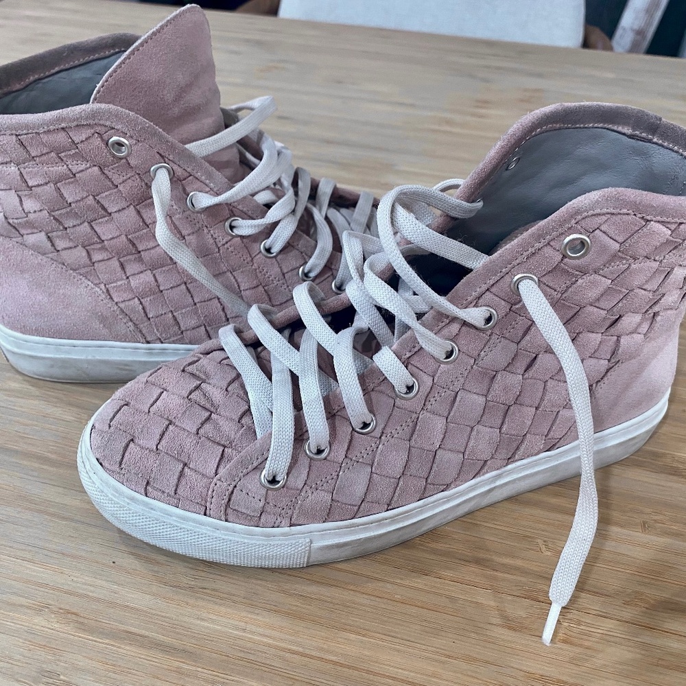 Boemos real suede leather pink high top sneakers